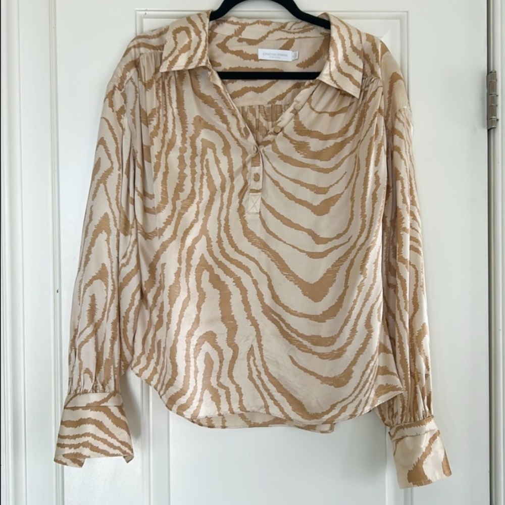 Jonathan Simkhai silk animal print blouse